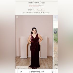 Blair Burgundy Velvet dress from Revelry
